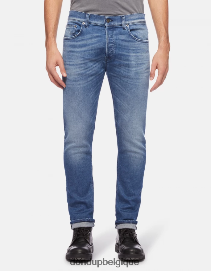 Hommes vêtements DONDUP bleu jean iconique en denim stretch coupe classique 8826D0628