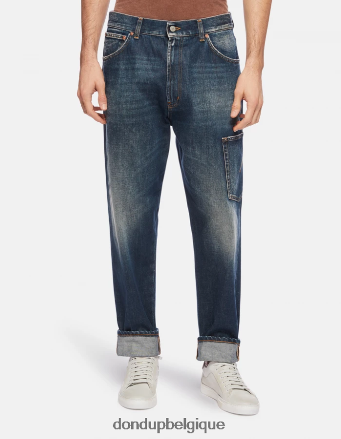 Hommes vêtements DONDUP bleu jean paco coupe ample en denim rigide 8826D0559