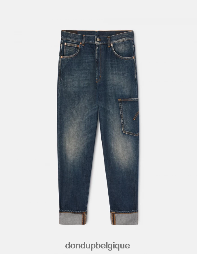 Hommes vêtements DONDUP bleu jean paco coupe ample en denim rigide 8826D0559