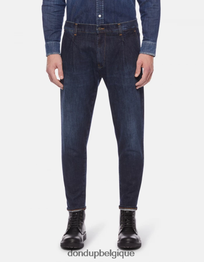 Hommes vêtements DONDUP bleu jean paul coupe carotte en denim stretch 8826D0655