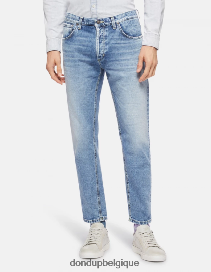 Hommes vêtements DONDUP bleu jean rigide coupe carotte Brighton 8826D0652