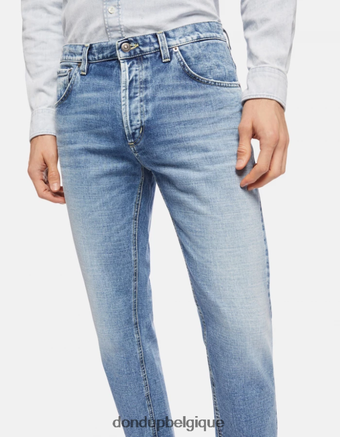 Hommes vêtements DONDUP bleu jean rigide coupe carotte Brighton 8826D0652