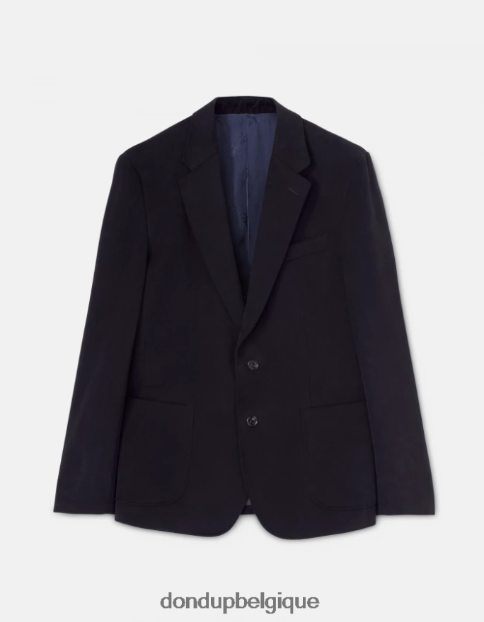 Hommes vêtements DONDUP bleu marine blazer en coton à simple boutonnage 8826D0927