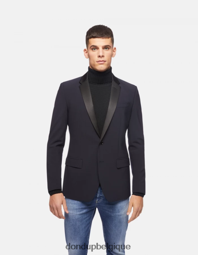 Hommes vêtements DONDUP bleu marine blazer en laine à simple boutonnage 8826D0922