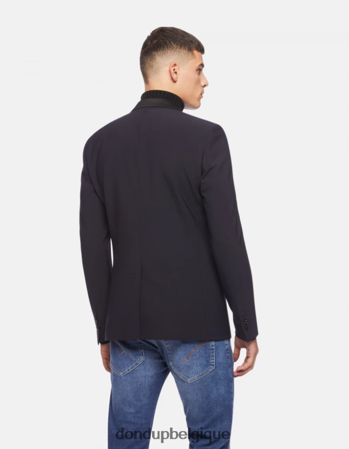 Hommes vêtements DONDUP bleu marine blazer en laine à simple boutonnage 8826D0922