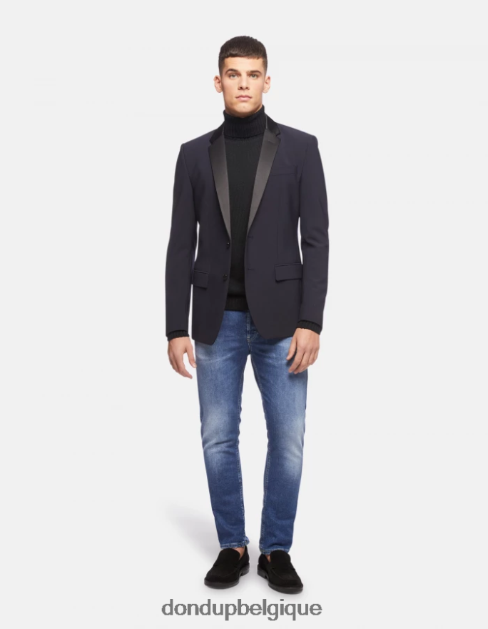 Hommes vêtements DONDUP bleu marine blazer en laine à simple boutonnage 8826D0922