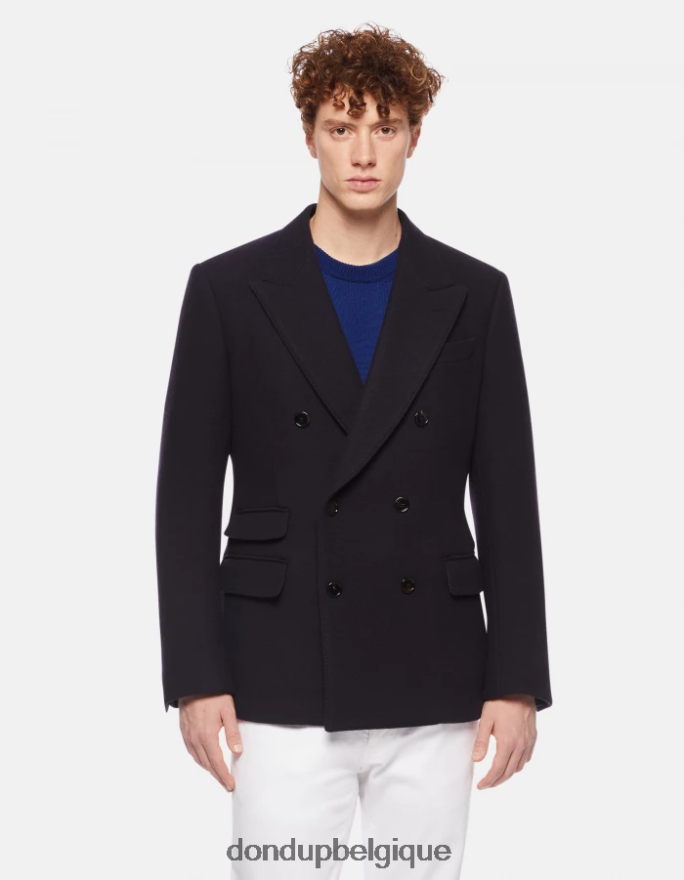 Hommes vêtements DONDUP bleu marine blazer en tissu à double boutonnage 8826D0923