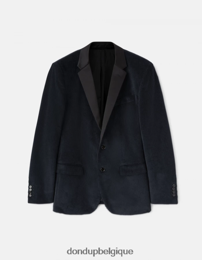 Hommes vêtements DONDUP bleu marine blazer en velours à simple boutonnage 8826D0924