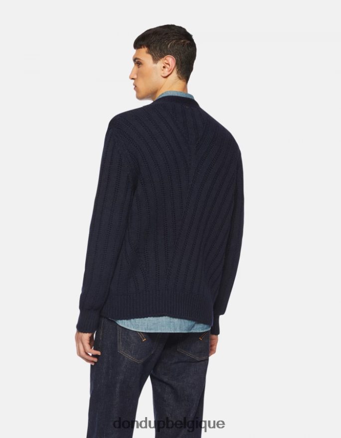 Hommes vêtements DONDUP bleu marine cardigan en laine coupe classique 8826D0881