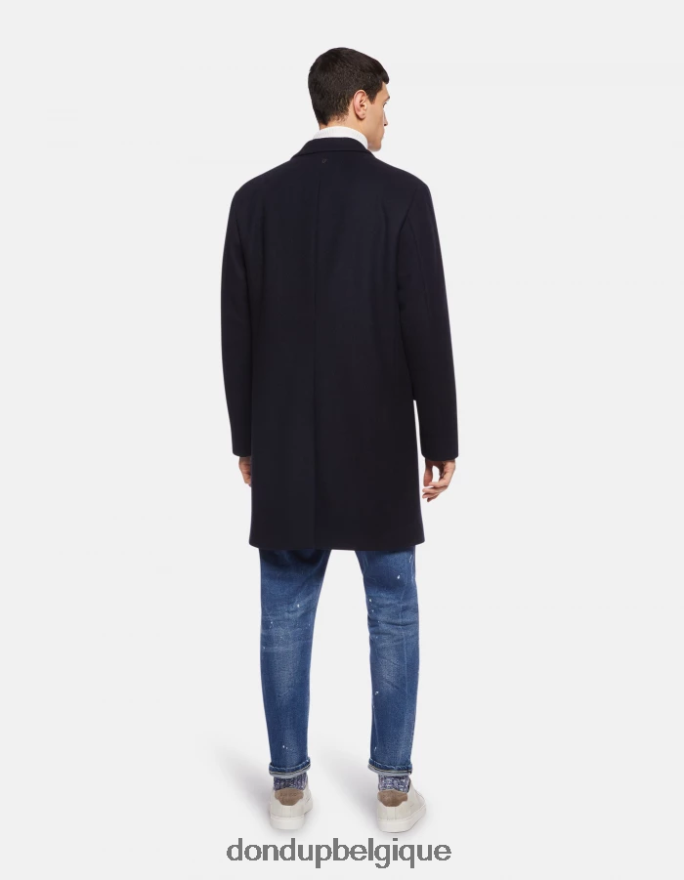 Hommes vêtements DONDUP bleu marine manteau en tissu à simple boutonnage 8826D0911