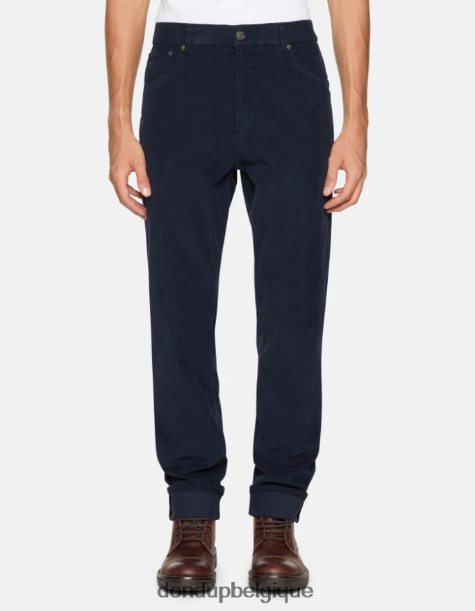 Hommes vêtements DONDUP bleu marine pantalon ample en velours 34 pouces paco 8826D0579