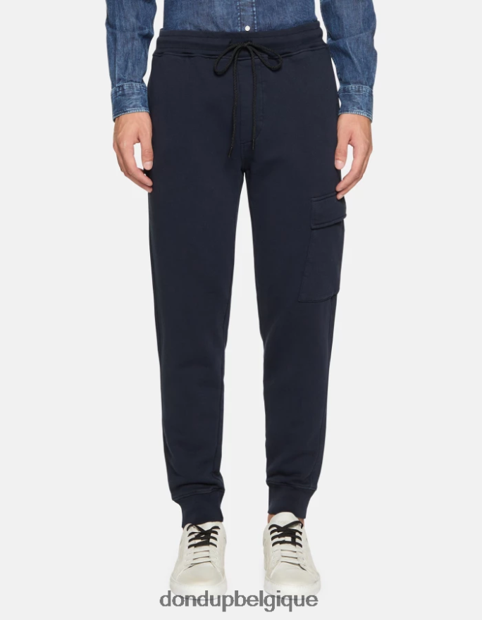 Hommes vêtements DONDUP bleu marine pantalon de jogging coupe classique en molleton 8826D0703