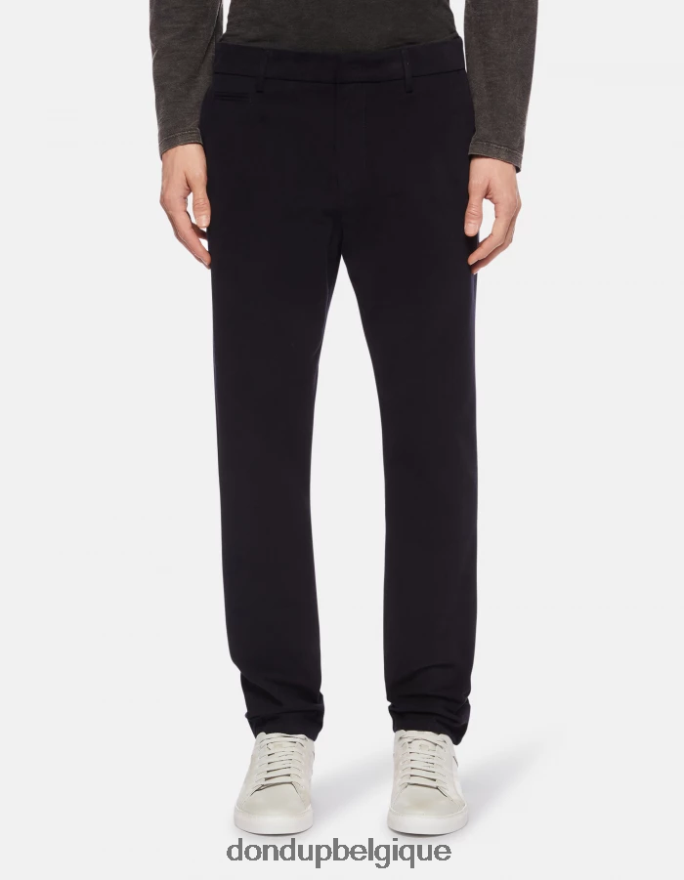 Hommes vêtements DONDUP bleu marine pantalon joe coupe carotte en coton 8826D0699