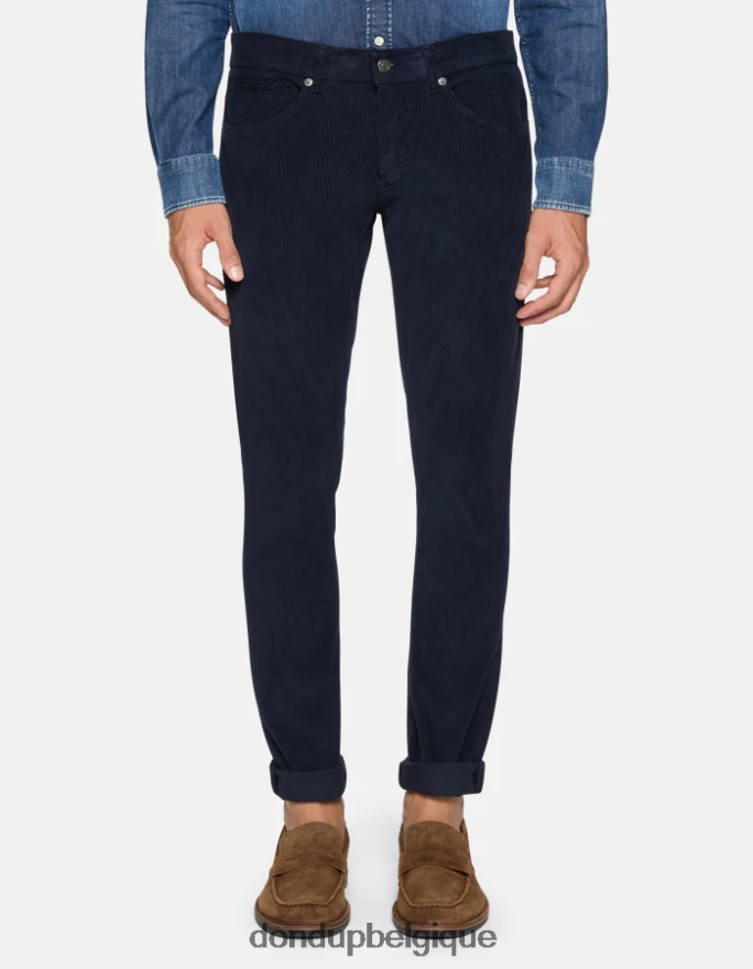 Hommes vêtements DONDUP bleu marine pantalon skinny en velours George 8826D0643