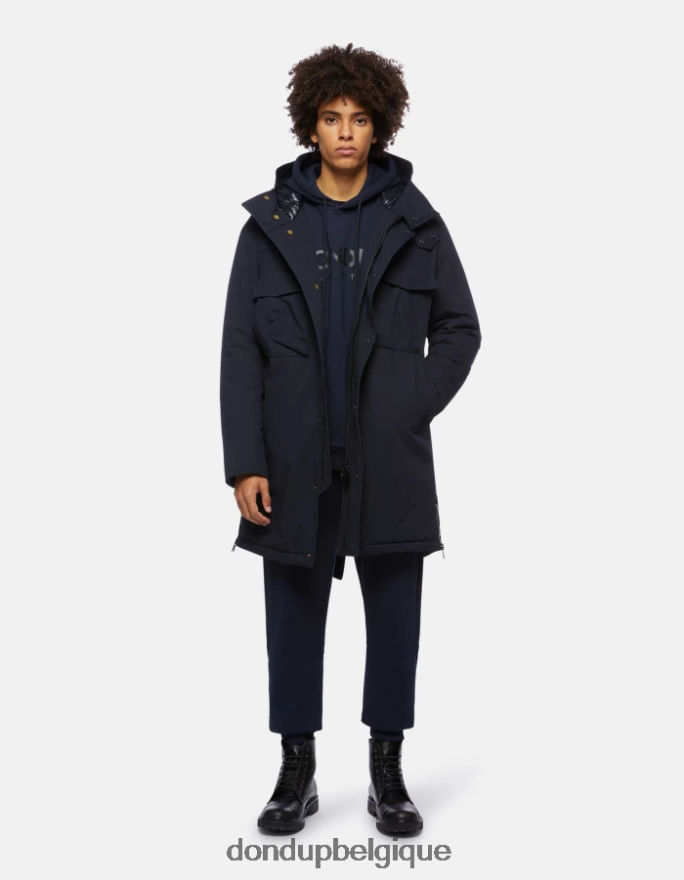 Hommes vêtements DONDUP bleu marine parka ample en tissu technique 8826D0903