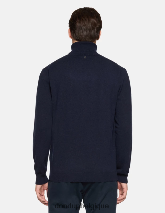 Hommes vêtements DONDUP bleu marine pull col polo coupe classique en cachemire et soie 8826D0869