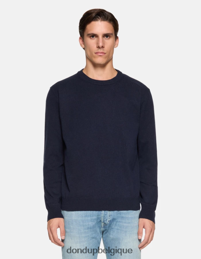 Hommes vêtements DONDUP bleu marine pull à col rond en cachemire et soie 8826D0870