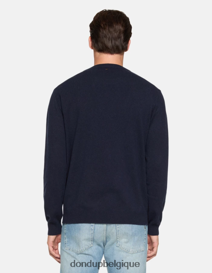 Hommes vêtements DONDUP bleu marine pull à col rond en cachemire et soie 8826D0870