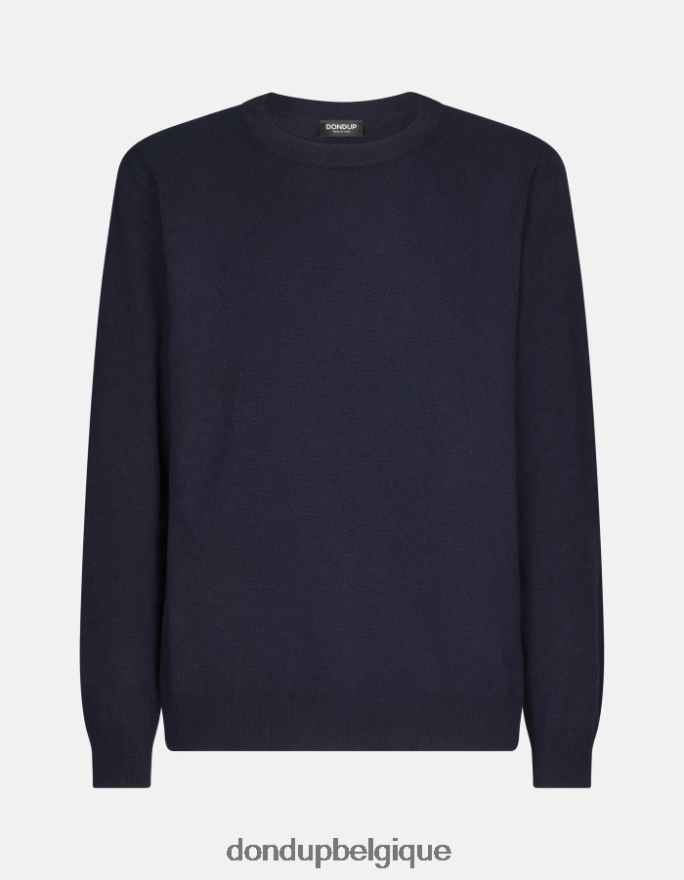 Hommes vêtements DONDUP bleu marine pull à col rond en cachemire et soie 8826D0870