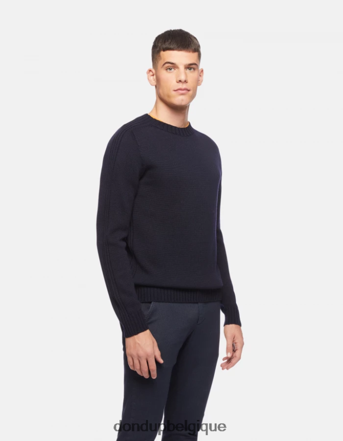 Hommes vêtements DONDUP bleu marine pull à col rond en laine 8826D0882