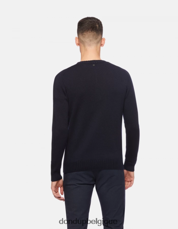 Hommes vêtements DONDUP bleu marine pull à col rond en laine 8826D0882