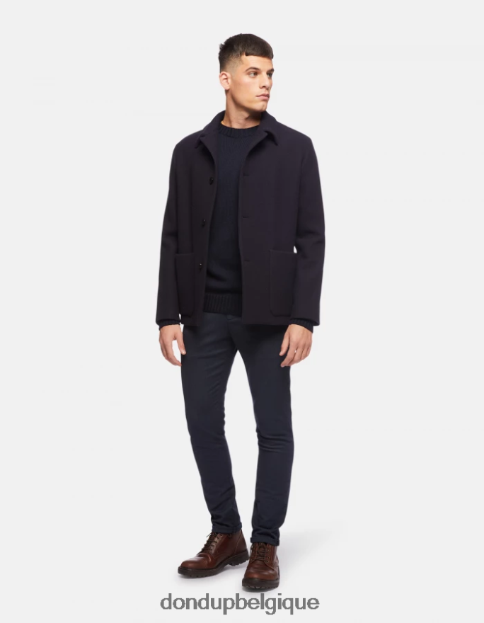 Hommes vêtements DONDUP bleu marine pull à col rond en laine 8826D0882