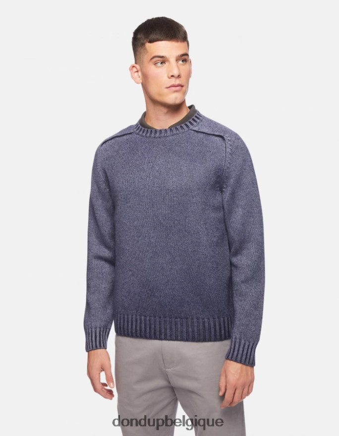 Hommes vêtements DONDUP bleu marine pull à col rond en laine 8826D0900