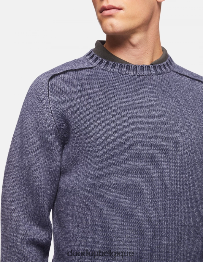 Hommes vêtements DONDUP bleu marine pull à col rond en laine 8826D0900