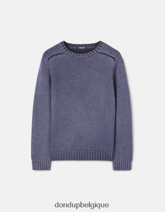 Hommes vêtements DONDUP bleu marine pull à col rond en laine 8826D0900