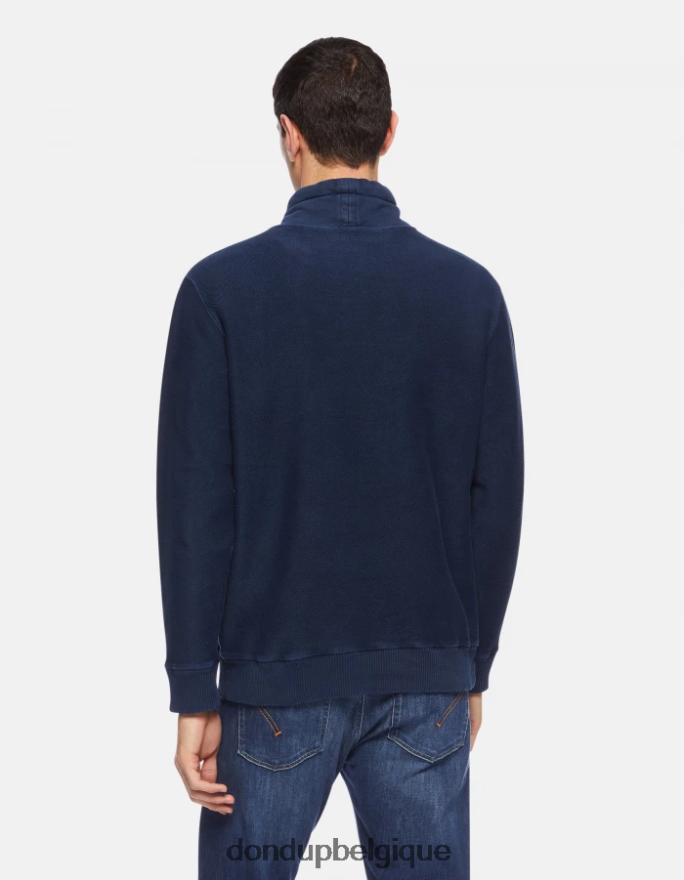 Hommes vêtements DONDUP bleu marine sweat-shirt coupe classique à col montant 8826D0825