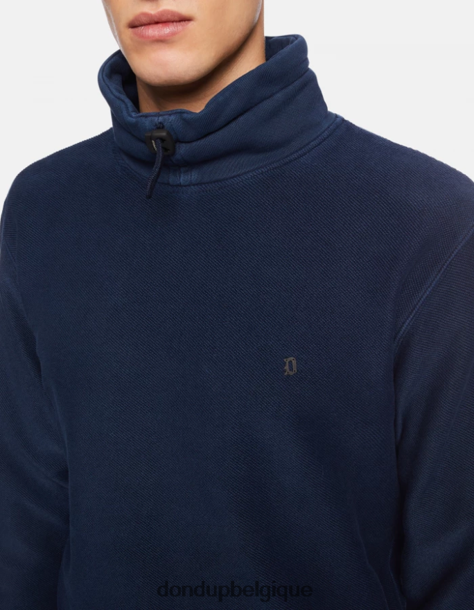 Hommes vêtements DONDUP bleu marine sweat-shirt coupe classique à col montant 8826D0825