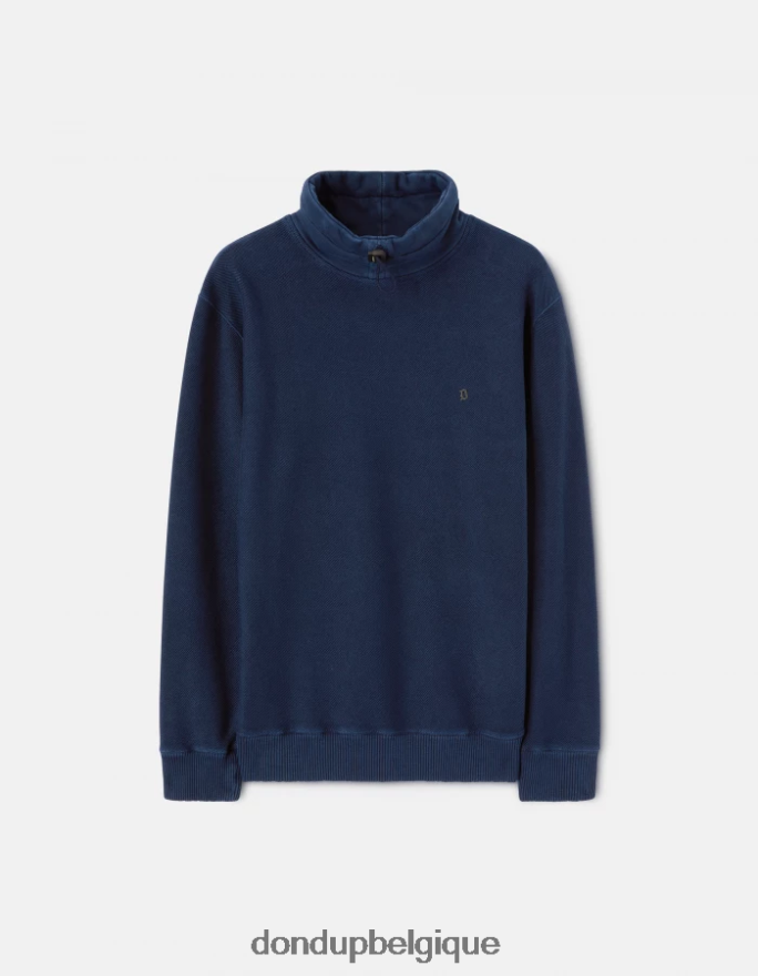 Hommes vêtements DONDUP bleu marine sweat-shirt coupe classique à col montant 8826D0825