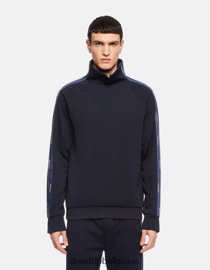 Hommes vêtements DONDUP bleu marine sweat-shirt coupe classique à col montant 8826D0834