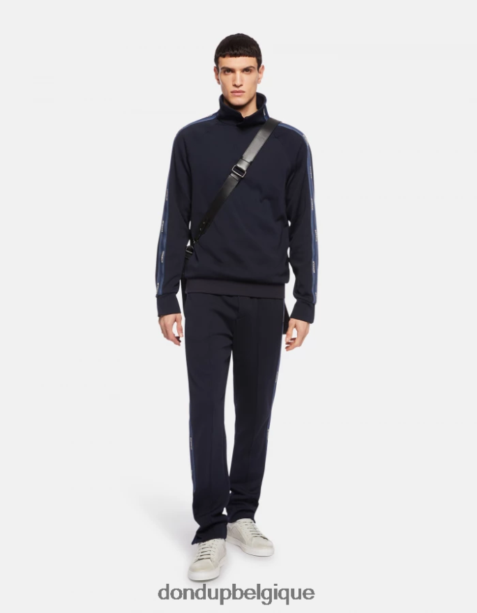 Hommes vêtements DONDUP bleu marine sweat-shirt coupe classique à col montant 8826D0834