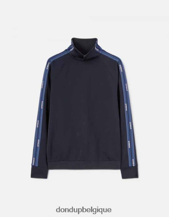 Hommes vêtements DONDUP bleu marine sweat-shirt coupe classique à col montant 8826D0834