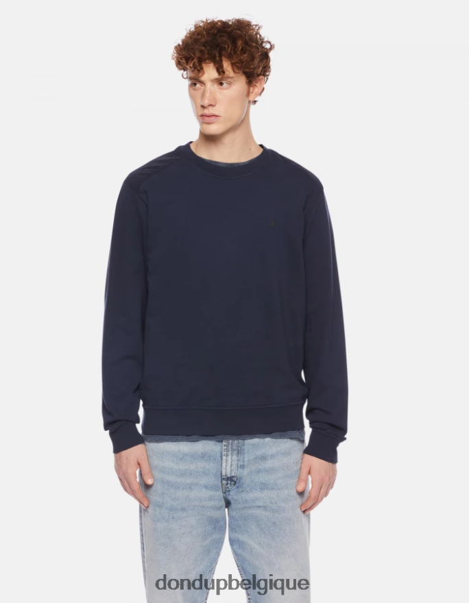 Hommes vêtements DONDUP bleu marine sweat-shirt coupe classique à col rond 8826D0836