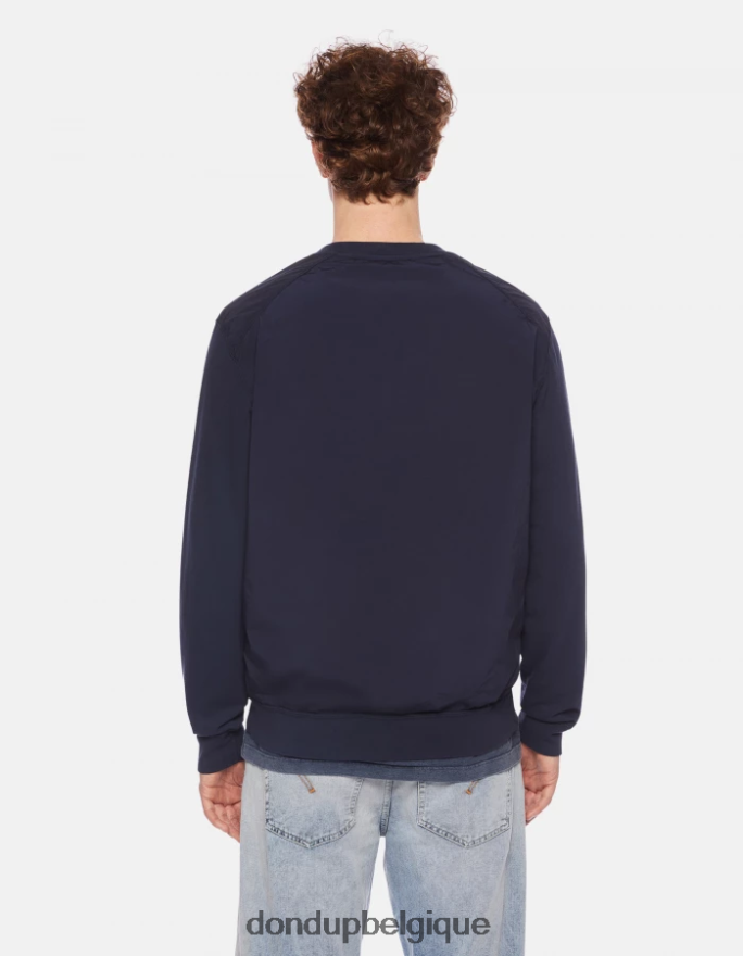 Hommes vêtements DONDUP bleu marine sweat-shirt coupe classique à col rond 8826D0836