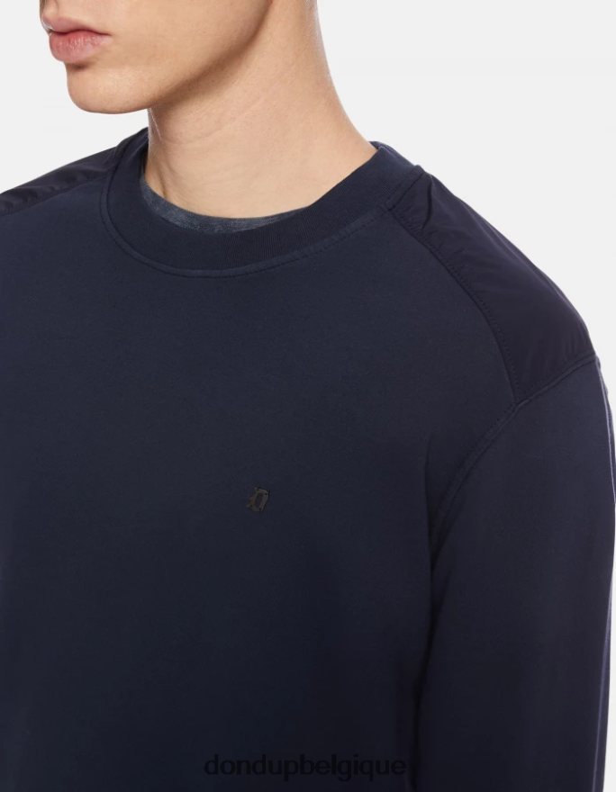 Hommes vêtements DONDUP bleu marine sweat-shirt coupe classique à col rond 8826D0836