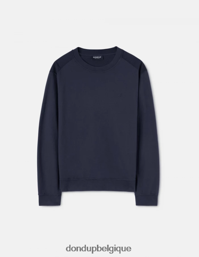 Hommes vêtements DONDUP bleu marine sweat-shirt coupe classique à col rond 8826D0836