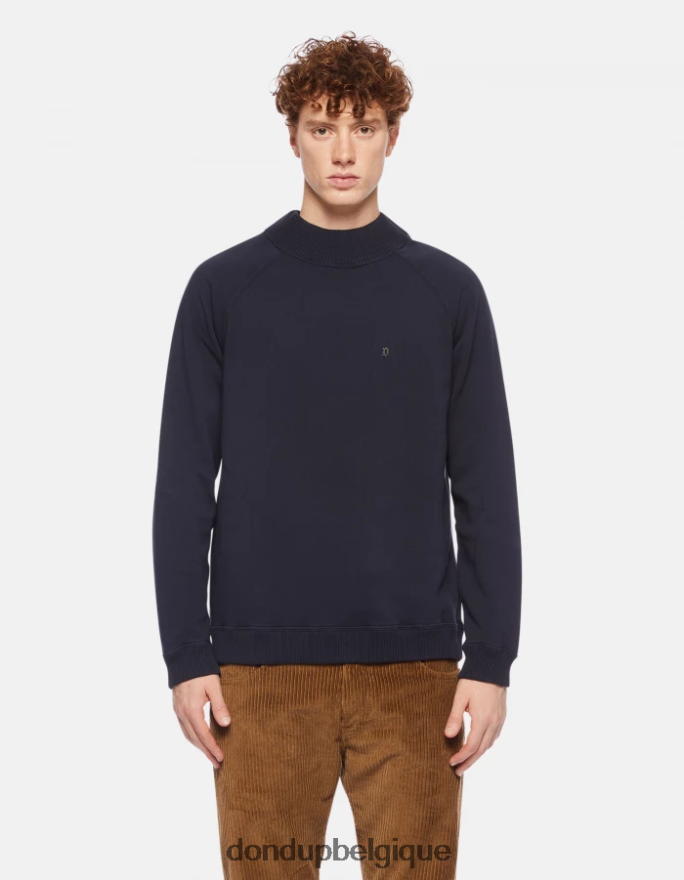 Hommes vêtements DONDUP bleu marine sweat-shirt coupe classique à col rond 8826D0838