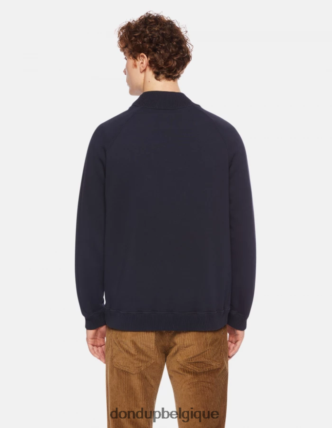 Hommes vêtements DONDUP bleu marine sweat-shirt coupe classique à col rond 8826D0838