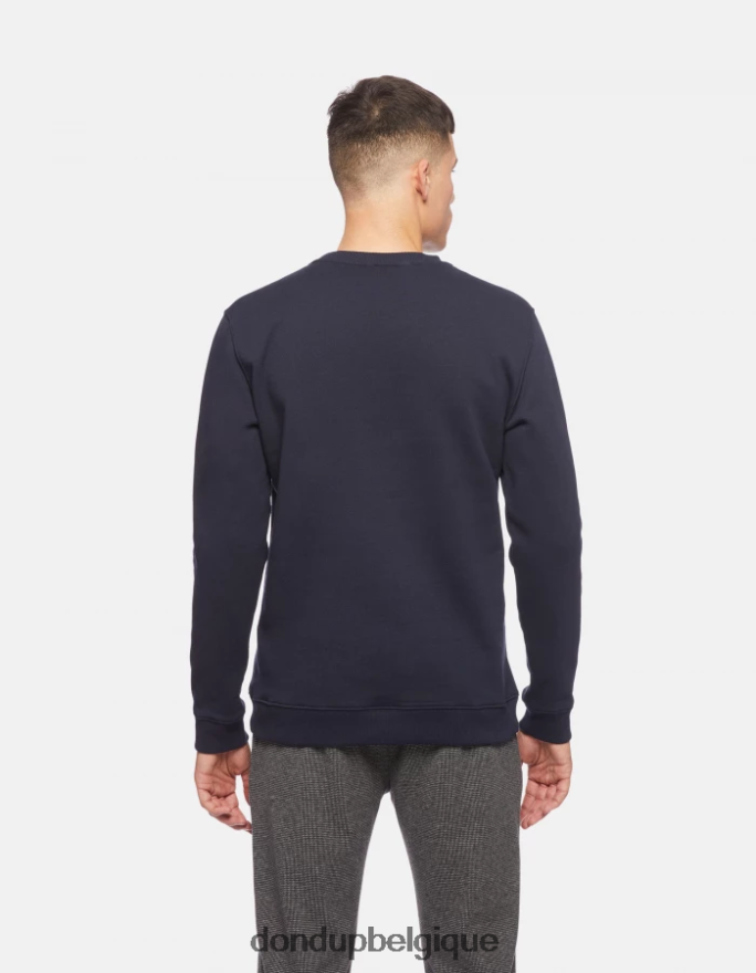 Hommes vêtements DONDUP bleu marine sweat-shirt coupe classique à col rond 8826D0840