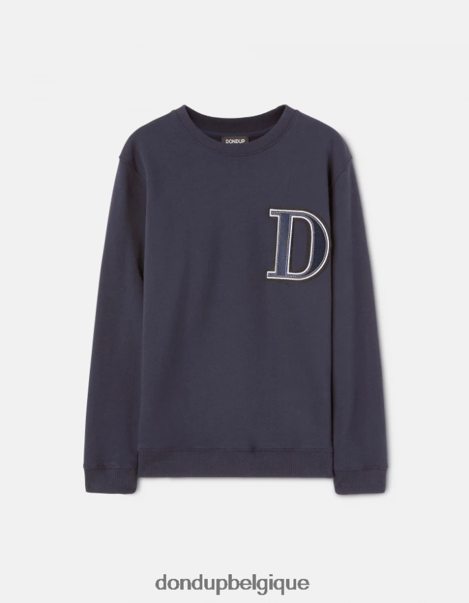 Hommes vêtements DONDUP bleu marine sweat-shirt coupe classique à col rond 8826D0840