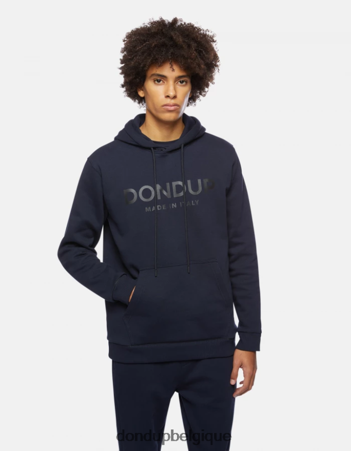 Hommes vêtements DONDUP bleu marine sweat à capuche coupe classique 8826D0823