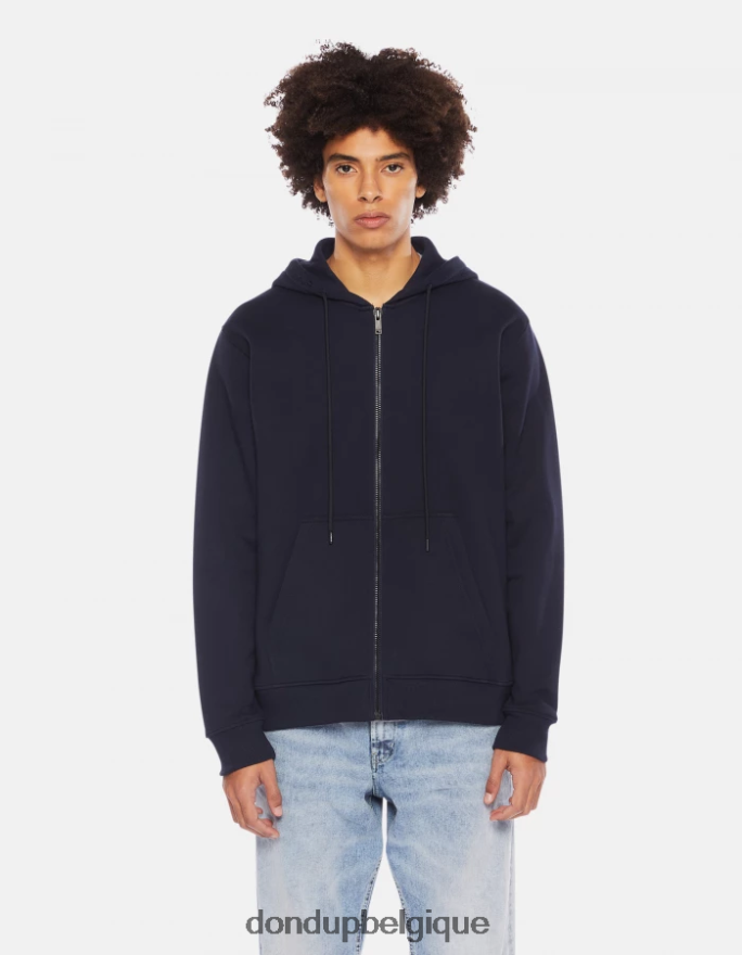 Hommes vêtements DONDUP bleu marine sweat à capuche coupe classique 8826D0827