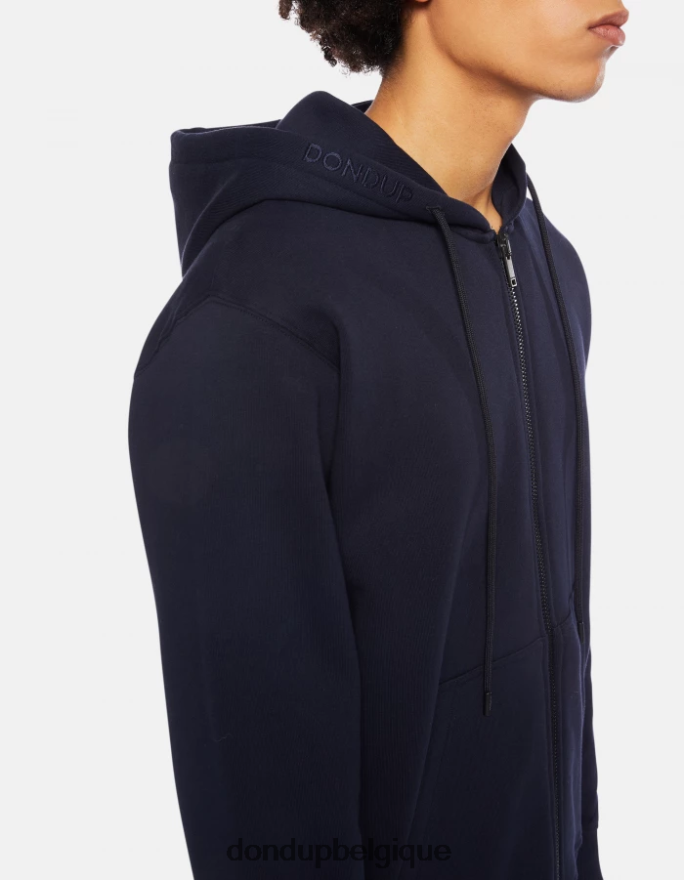 Hommes vêtements DONDUP bleu marine sweat à capuche coupe classique 8826D0827