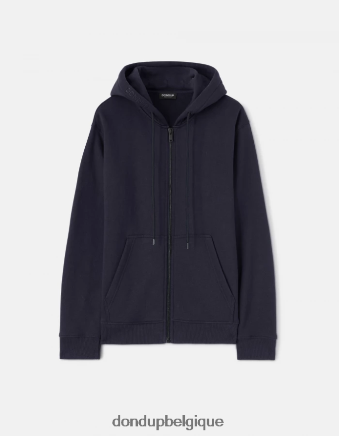 Hommes vêtements DONDUP bleu marine sweat à capuche coupe classique 8826D0827