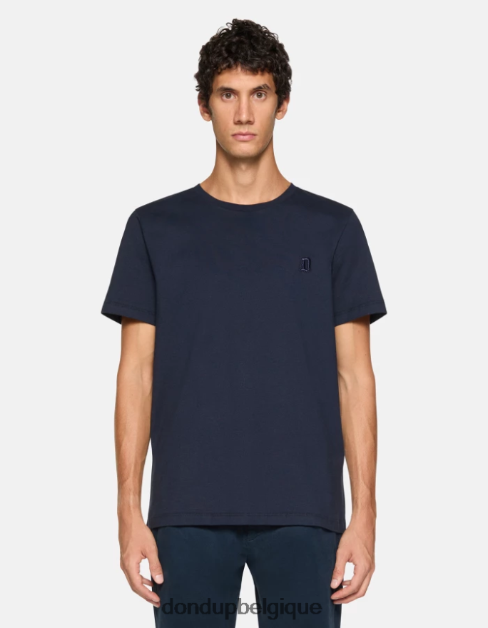 Hommes vêtements DONDUP bleu marine t-shirt coupe classique 8826D0793