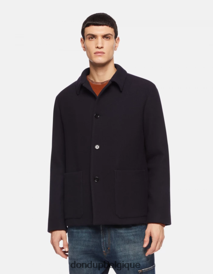 Hommes vêtements DONDUP bleu marine veste en tissu à simple boutonnage 8826D0913