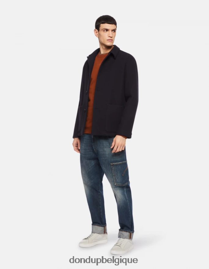 Hommes vêtements DONDUP bleu marine veste en tissu à simple boutonnage 8826D0913